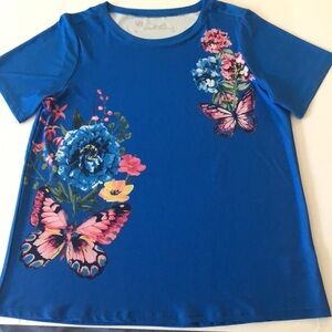 DG2 - Diane Gilman Floral & Butterflies Top  New Excellent Condition Never Used.
